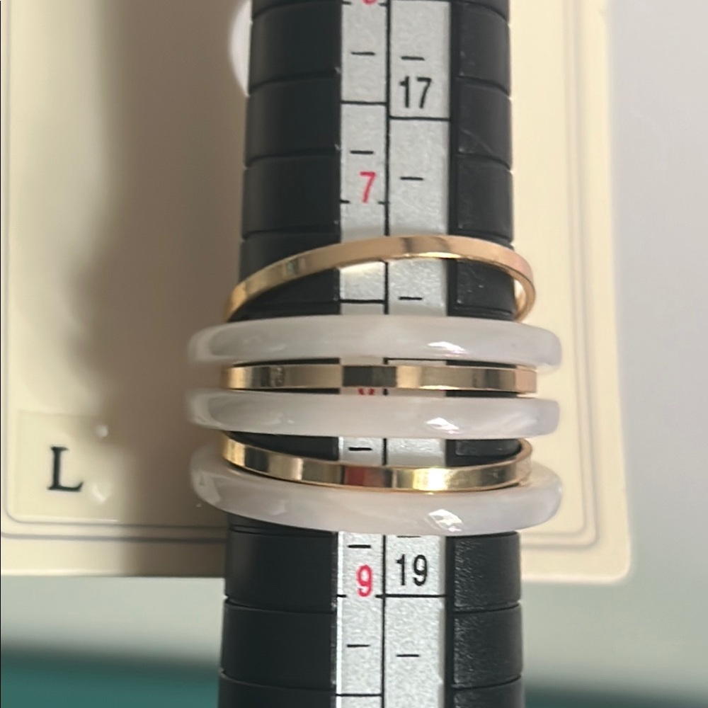 New Stacking Ring Lot - Multi-Color Gold Silver Tone Boho Rhinestone Ring Set - Picture 7 of 11